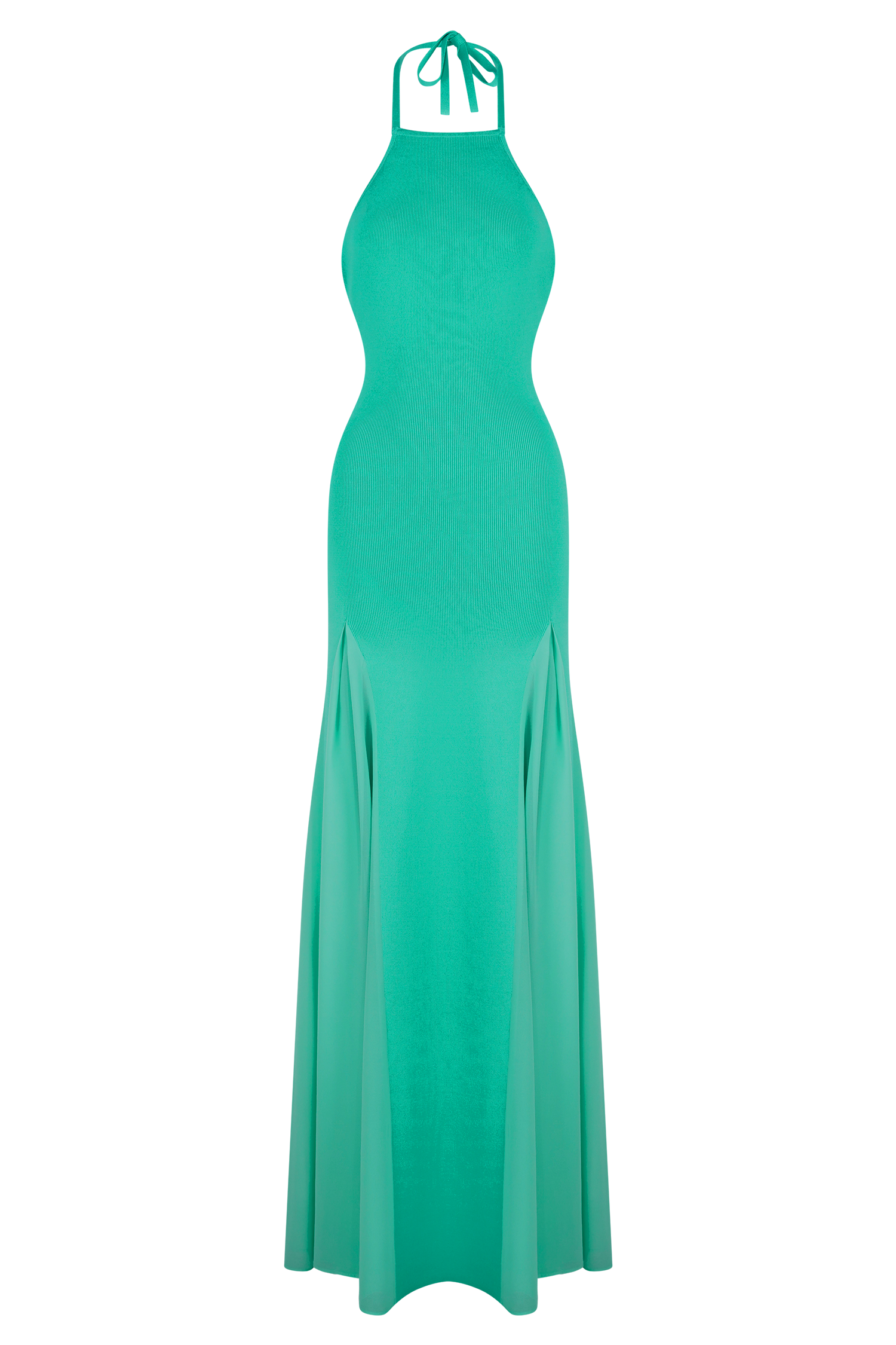 Soleil Knit And Mesh Halter Maxi Dress - Lagoon