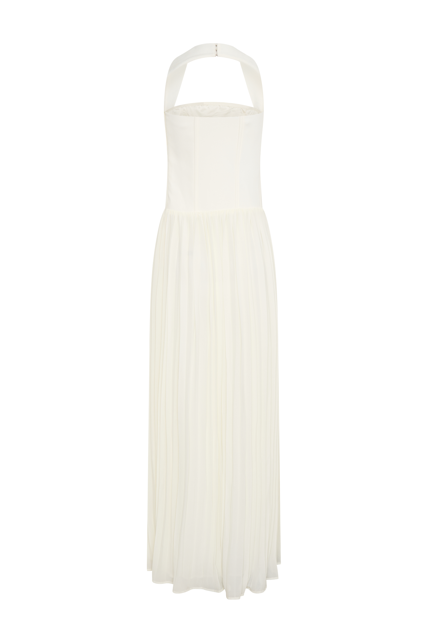 Stacie Pleated Halter Maxi Dress - Ivory