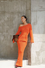 Reagan Knit Maxi Skirt - Orange