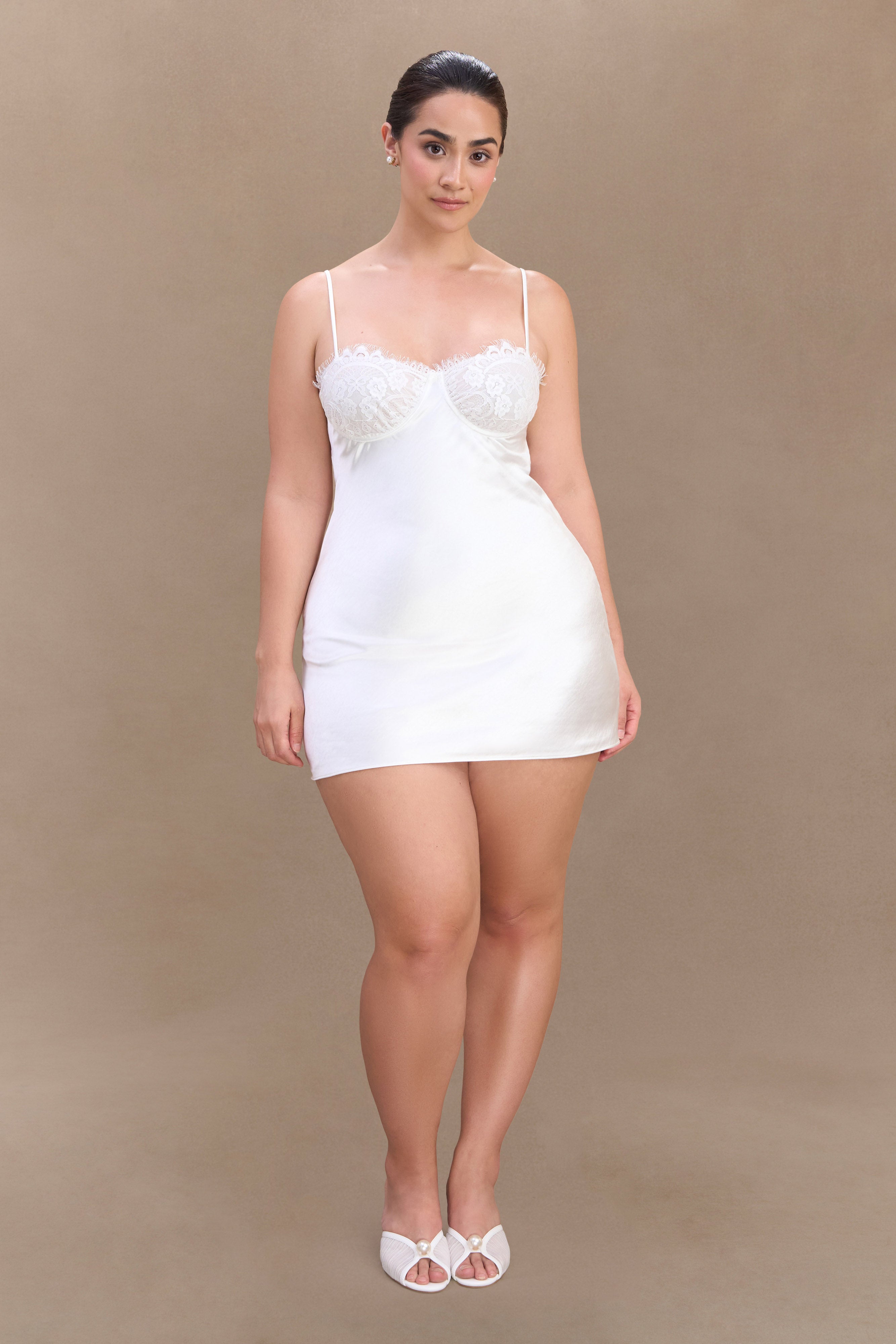 Scarlett Satin Slip Mini Dress - Ivory